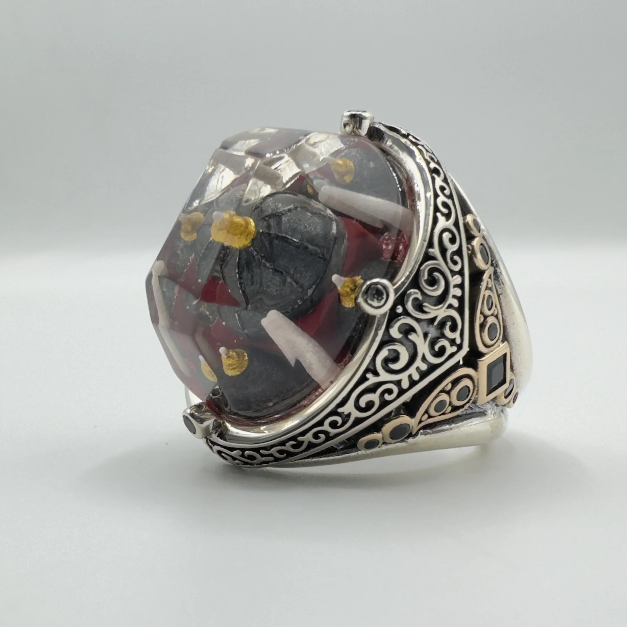 Hagia Sophia Mosque VIP 925 Silver Ring . VIP Solid 925 Sterling Silver Ring – Hagia Sophia Grand Mosque 3D Miniature The Ayasofya Blue Majesty Ring - Image 1